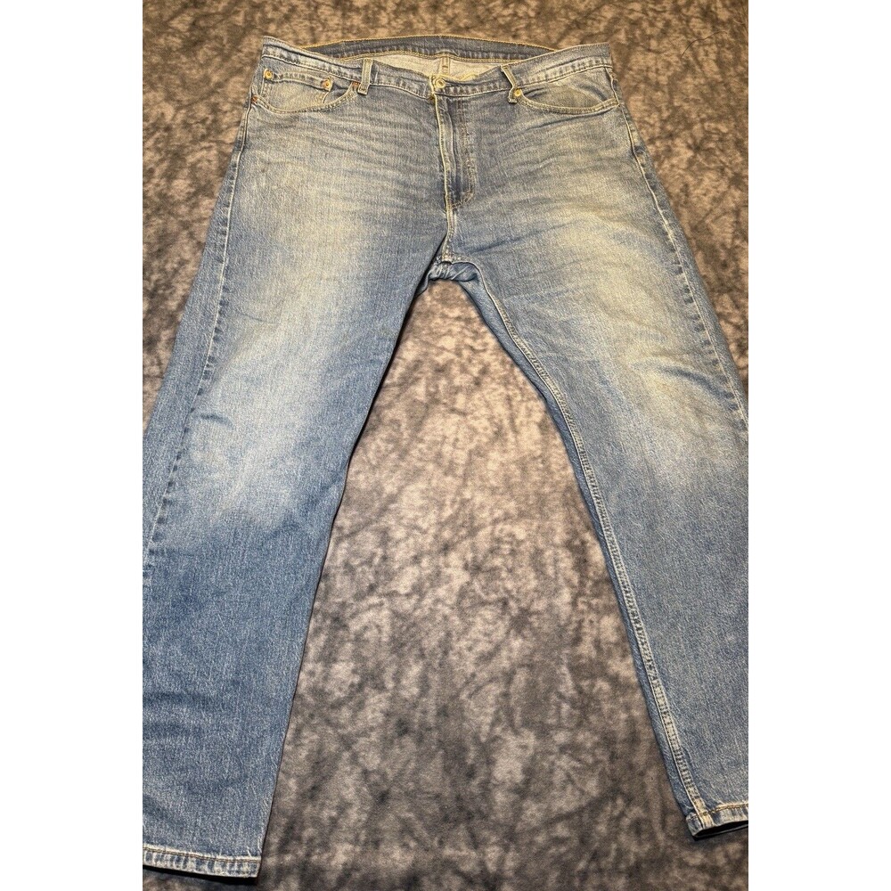 Levi's Men's 505 Blue Light Wash Straight Fit Stretch Denim Jeans 5-Pocket